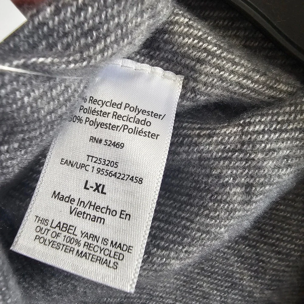 Gray‎ Knit Poncho Wrap with Faux Leather Toggle Clasp Fringe Hem S-M